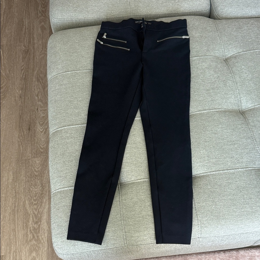 Zara Trafaluc Navy High-Waist Skinny Pants